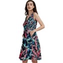 Leaves Nature Pattern Patterns Colorful Sleeveless V-Neck Skater Dress with Pockets View2