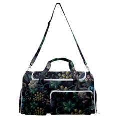 Pattern Flower Plants Leaves Nature Sports Gym Duffle Bag With Shoe Compartment
