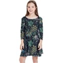 Pattern Flower Plants Leaves Nature Kids  Quarter Sleeve Skater Dress View1