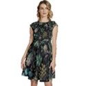Pattern Flower Plants Leaves Nature Cap Sleeve High Waist Dress View1