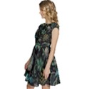 Pattern Flower Plants Leaves Nature Cap Sleeve High Waist Dress View2
