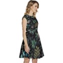 Pattern Flower Plants Leaves Nature Cap Sleeve High Waist Dress View3