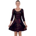 Leaves Plant Contrast Carved Nature Quarter Sleeve Skater Dress View1