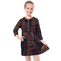 Leaves Plant Contrast Carved Nature Kids  Quarter Sleeve Shirt Dress