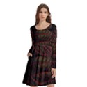 Leaves Plant Contrast Carved Nature Long Sleeve Knee Length Skater Dress With Pockets View1