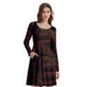 Leaves Plant Contrast Carved Nature Long Sleeve Knee Length Skater Dress With Pockets View2