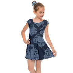 Dr Who Tardis Pattern Kids  Cap Sleeve Dress