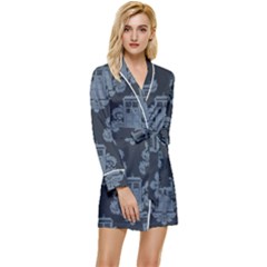 Dr Who Tardis Pattern Long Sleeve Satin Robe