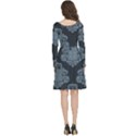 Dr Who Tardis Pattern Long Sleeve V-neck skater dress with Pockets View4