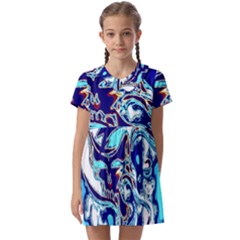Trippy Dippy Bears Blue Dancing Greatful Dead Skull Steal Your Face Kids  Asymmetric Collar Dress