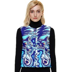 Trippy Dippy Bears Blue Dancing Greatful Dead Skull Steal Your Face Women s Button Up Puffer Vest