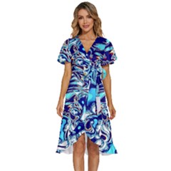 Trippy Dippy Bears Blue Dancing Greatful Dead Skull Steal Your Face Women s Kimono Wrap Satin Dress