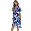 Trippy Dippy Bears Blue Dancing Greatful Dead Skull Steal Your Face Women s Kimono Wrap Satin Dress View2