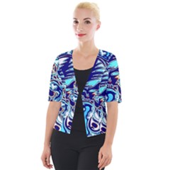 Trippy Dippy Bears Blue Dancing Greatful Dead Skull Steal Your Face Cropped Button Cardigan