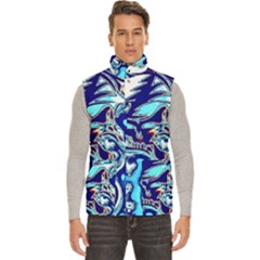 Trippy Dippy Bears Blue Dancing Greatful Dead Skull Steal Your Face Men s High Neck Button Up Puffer Vest