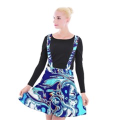 Trippy Dippy Bears Blue Dancing Greatful Dead Skull Steal Your Face Suspender Skater Skirt