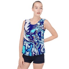 Trippy Dippy Bears Blue Dancing Greatful Dead Skull Steal Your Face Bubble Hem Chiffon Tank Top