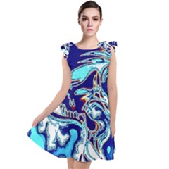 Trippy Dippy Bears Blue Dancing Greatful Dead Skull Steal Your Face Tie Up Tunic Dress