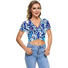 Trippy Dippy Bears Blue Dancing Greatful Dead Skull Steal Your Face Short Sleeve Foldover T-shirt