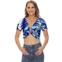 Trippy Dippy Bears Blue Dancing Greatful Dead Skull Steal Your Face Twist Front Crop Top View1
