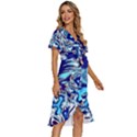 Trippy Dippy Bears Blue Dancing Greatful Dead Skull Steal Your Face Women s Kimono Wrap Satin Dress View3