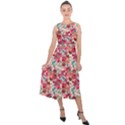 Red Flowers Midi Tie-Back Chiffon Dress View1