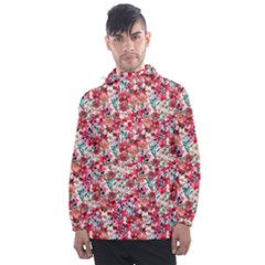 Red Flowers Men s Front Pocket Pullover Windbreaker