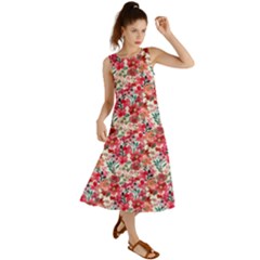 Red Flowers Summer Maxi Dress