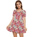 Red Flowers Tiered Short Sleeve Babydoll Dress View1