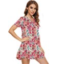 Red Flowers Tiered Short Sleeve Babydoll Dress View2