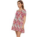 Red Flowers Tiered Short Sleeve Babydoll Dress View3
