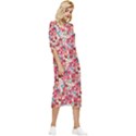 Red Flowers Bow Sleeve Chiffon Midi Dress View3