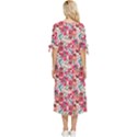 Red Flowers Bow Sleeve Chiffon Midi Dress View4