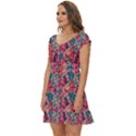 Red Flowers 2 Short Sleeve Tiered Mini Dress View2