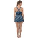 Turquoise Snake  Ruffle Top Dress Swimsuit View2