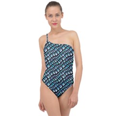 Turquoise Snake  Classic One Shoulder Swimsuit