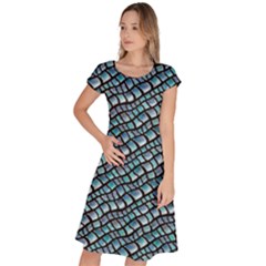 Turquoise Snake  Classic Short Sleeve Dress