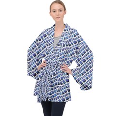 Blue Snake Long Sleeve Velvet Kimono 