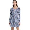 Blue Snake Long Sleeve Velour Skater Dress View1