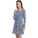 Blue Snake Long Sleeve Velour Skater Dress View2