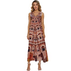 Rajasthan Hawa Mahal V-neck Sleeveless Wide Leg Pants Overalls