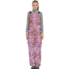 Peonies Nature Bloom Blossom Pink Women s Side Zip Front Pouch Ski And Snowboard Bib Pants	