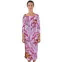 Peonies Nature Bloom Blossom Pink Quarter Sleeve Midi Bodycon Dress View1