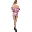 Peonies Nature Bloom Blossom Pink Off Shoulder Velour Bodysuit  View2