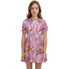 Peonies Nature Bloom Blossom Pink Kids  Sweet Collar Dress