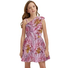 Peonies Nature Bloom Blossom Pink Kids  One Shoulder Party Dress