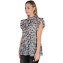 Blue Leaves (2) Ruffle Collar Short Sleeve Chiffon Top View2