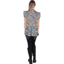 Blue Leaves (2) Ruffle Collar Short Sleeve Chiffon Top View4