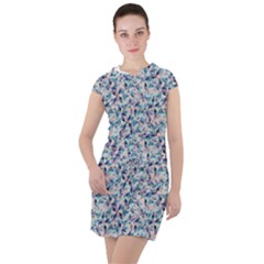 Blue Leaves (2) Drawstring Hooded Dress