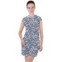 Blue Leaves (2) Drawstring Hooded Dress View1
